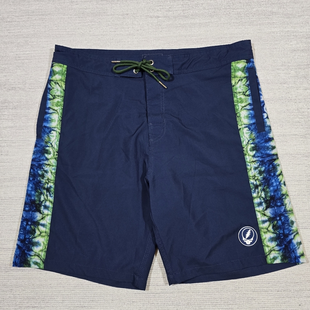 Section 119 Grateful Dead Hybrid Board Shorts Mens 34 Blue Green Vacation Swim